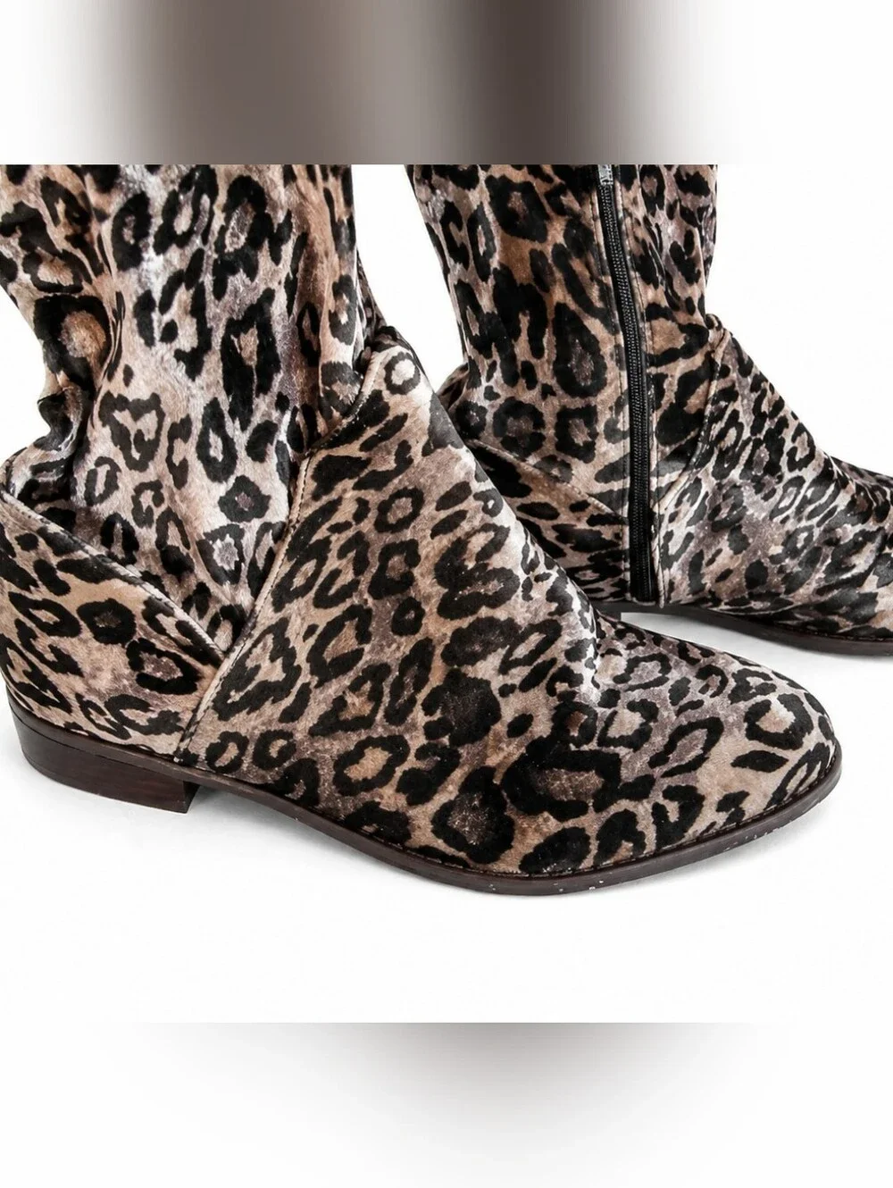 Very Volatile Leopard Knee High Boots Size 7 Y2K Slouchy Animal Print Tall Boots - Picture 4 of 12